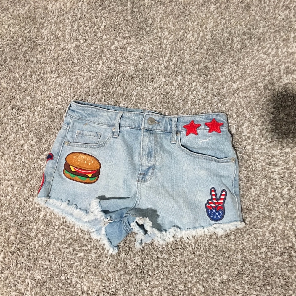 thrifted denim high-cut shorts